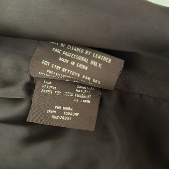 XS Marc New York Genuine Leather Brown Zip up Bomber Jacket removable fur collar - Picture 7 of 13